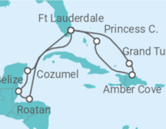 Reiseroute der Kreuzfahrt  Eastern/Western Caribbean Adventurer - Princess Cruises