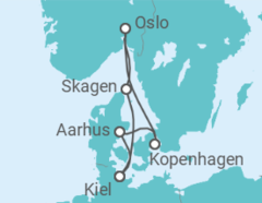 Reiseroute der Kreuzfahrt  Skandinavische Highlights ab Kiel - AIDA
