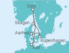 Reiseroute der Kreuzfahrt  Skandinavische Highlights ab Kiel - mit Flug - AIDA