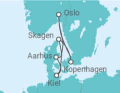 Reiseroute der Kreuzfahrt  Skandinavische Highlights ab Kiel - mit Flug - AIDA