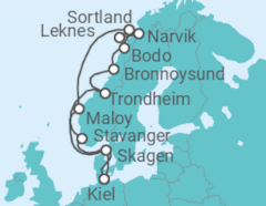 Reiseroute der Kreuzfahrt  Norwegen - mit Flug - AIDA