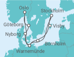 Reiseroute der Kreuzfahrt  Städte der Ostsee ab Warnemünde 2 - AIDA