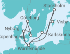 Reiseroute der Kreuzfahrt  Städte der Ostsee ab Warnemünde 2 - AIDA