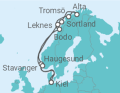 Reiseroute der Kreuzfahrt  Norwegen - mit Flug - AIDA