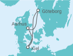 Reiseroute der Kreuzfahrt  Schweden, Dänemark - AIDA