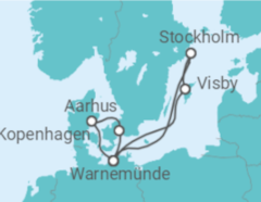 Reiseroute der Kreuzfahrt  Schweden & Dänemark ab Warnemünde - AIDA