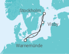 Reiseroute der Kreuzfahrt  Kurzreise nach Stockholm & Gotland ab Warnemünde - mit Flug - AIDA