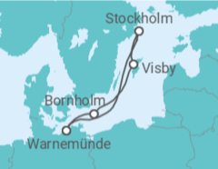 Reiseroute der Kreuzfahrt  Kurzreise nach Schweden ab Warnemünde - AIDA