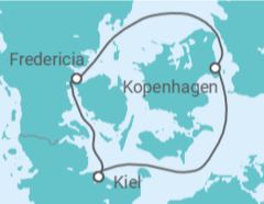 Reiseroute der Kreuzfahrt  Minikreuzfahrt nach Dänemark ab Kiel 1 - mit Flug - AIDA
