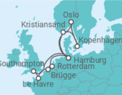 Reiseroute der Kreuzfahrt  Metropolen & Skandinavien ab Hamburg - mit Flug - AIDA