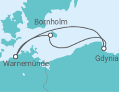 Reiseroute der Kreuzfahrt  Polen, Dänemark - AIDA