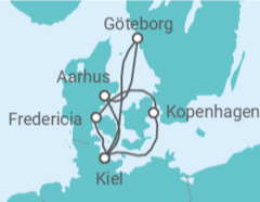Reiseroute der Kreuzfahrt  Dänemark ab Kiel - AIDA