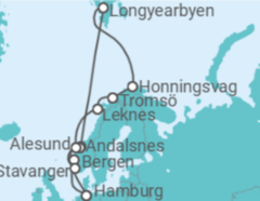 Reiseroute der Kreuzfahrt  Norwegen - mit Flug - AIDA