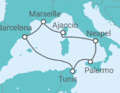 Reiseroute der Kreuzfahrt  SPAIN  PORTUGAL & FRANCE - Carnival Cruise Line