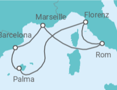 Reiseroute der Kreuzfahrt  Frankreich, Spanien, Italien - Royal Caribbean
