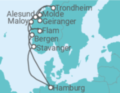 Reiseroute der Kreuzfahrt  Norwegen - AIDA
