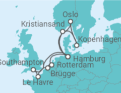 Reiseroute der Kreuzfahrt  Metropolen & Skandinavien ab Hamburg - AIDA