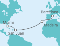 Reiseroute der Kreuzfahrt  Portugal, Puerto Rico - MSC Cruceros