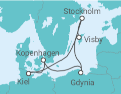 Reiseroute der Kreuzfahrt  Dänemark, Polen, Schweden Alles Inklusive - Costa Kreuzfahrten