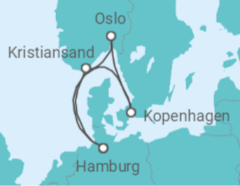 Reiseroute der Kreuzfahrt  Norwegen & Dänemark ab Hamburg - AIDA