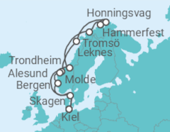 Reiseroute der Kreuzfahrt  Norwegen - AIDA