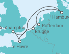 Reiseroute der Kreuzfahrt  Vereinigtes Königreich, Frankreich, Belgien, Niederlande - MSC Cruises