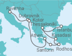 Reiseroute der Kreuzfahrt  Kroatien, Montenegro, Griechenland, Türkei - NCL Norwegian Cruise Line