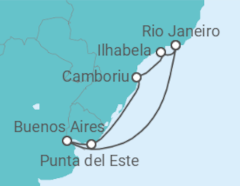 Reiseroute der Kreuzfahrt  best of Südamerika + Rio de Janeiro - MSC Cruises