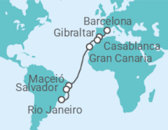 Reiseroute der Kreuzfahrt  Transatlantik Brasilien All Inclusive + Rio de Janeiro - MSC Cruises