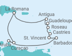 Reiseroute der Kreuzfahrt  Karibische Inseln ab Barbados - mit Flug - AIDA