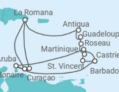 Reiseroute der Kreuzfahrt  Karibische-Insel-Rundreise - mit Flug - AIDA