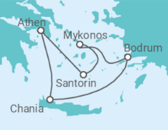 Reiseroute der Kreuzfahrt  Griechenland, Türkei - Virgin Voyages