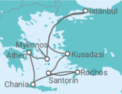 Reiseroute der Kreuzfahrt  Griechenland, Türkei - Virgin Voyages