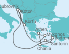 Reiseroute der Kreuzfahrt  Griechenland, Montenegro, Kroatien, Türkei - Virgin Voyages