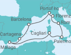 Reiseroute der Kreuzfahrt  Italien, Spanien - mit Flug - Celebrity Cruises