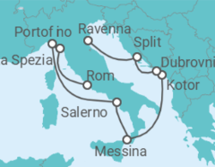 Reiseroute der Kreuzfahrt  Italien, Montenegro, Kroatien - mit Flug - Celebrity Cruises