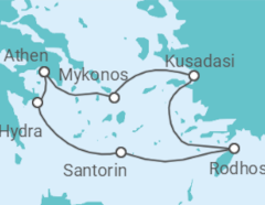 Reiseroute der Kreuzfahrt  Griechenland, Türkei - mit Flug - Celebrity Cruises