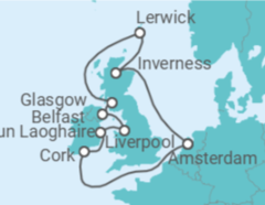 Reiseroute der Kreuzfahrt  Vereinigtes Königreich - mit Flug - Celebrity Cruises