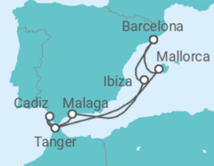 Reiseroute der Kreuzfahrt  Spanien, Marokko - mit Flug - Celebrity Cruises