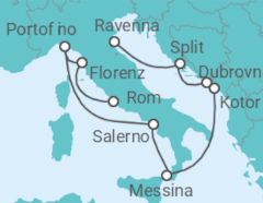 Reiseroute der Kreuzfahrt  Kroatien, Montenegro, Italien Alles Inklusive - Celebrity Cruises