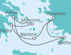 Reiseroute der Kreuzfahrt  Griechenland, Türkei Alles Inklusive - Celebrity Cruises