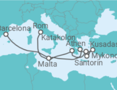 Reiseroute der Kreuzfahrt  Malta, Griechenland, Türkei Alles Inklusive - Celebrity Cruises