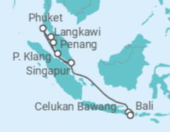 Reiseroute der Kreuzfahrt  Thailand, Malaysia, Indonesien Alles Inklusive - Celebrity Cruises