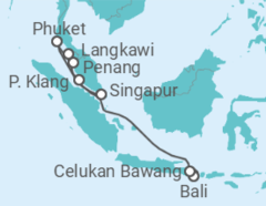 Reiseroute der Kreuzfahrt  Indonesien, Malaysia, Thailand Alles Inklusive - Celebrity Cruises