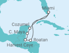 Reiseroute der Kreuzfahrt  Farben der Westkaribik - NCL Norwegian Cruise Line