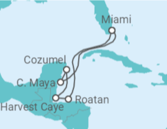 Reiseroute der Kreuzfahrt  Honduras, Mexiko - NCL Norwegian Cruise Line