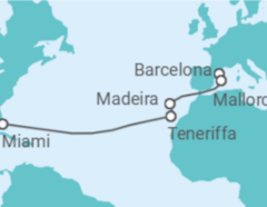 Reiseroute der Kreuzfahrt  Spanien, Portugal - Virgin Voyages