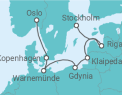 Reiseroute der Kreuzfahrt  Dänemark, Deutschland, Polen, Litauen, Lettland - MSC Cruises