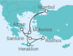 Reiseroute der Kreuzfahrt  Türkei, Griechenland - Costa Kreuzfahrten