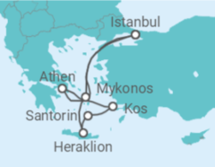 Reiseroute der Kreuzfahrt  Griechenland - Costa Kreuzfahrten